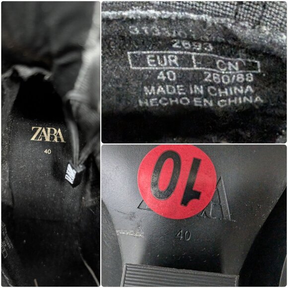 Zara Cowboy Ankle Boots Womens Black Faux Leather Pointed Toe EU 40 US 9 NWOT - Picture 12 of 12